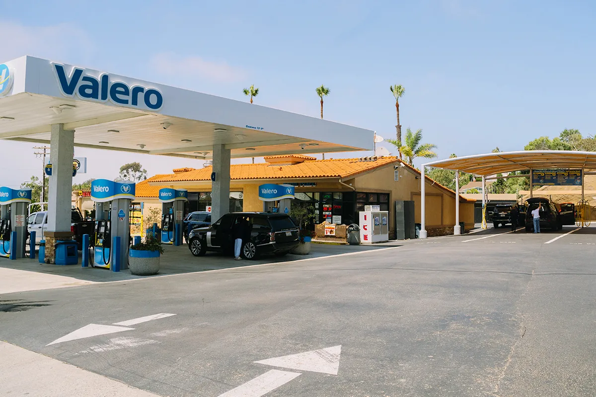Angled view of the whole Cardiff Valero lot